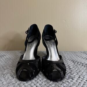 Naturalizer Women's Ankle Strap Open Toe Pumps High Heels Size 7M Black Causal